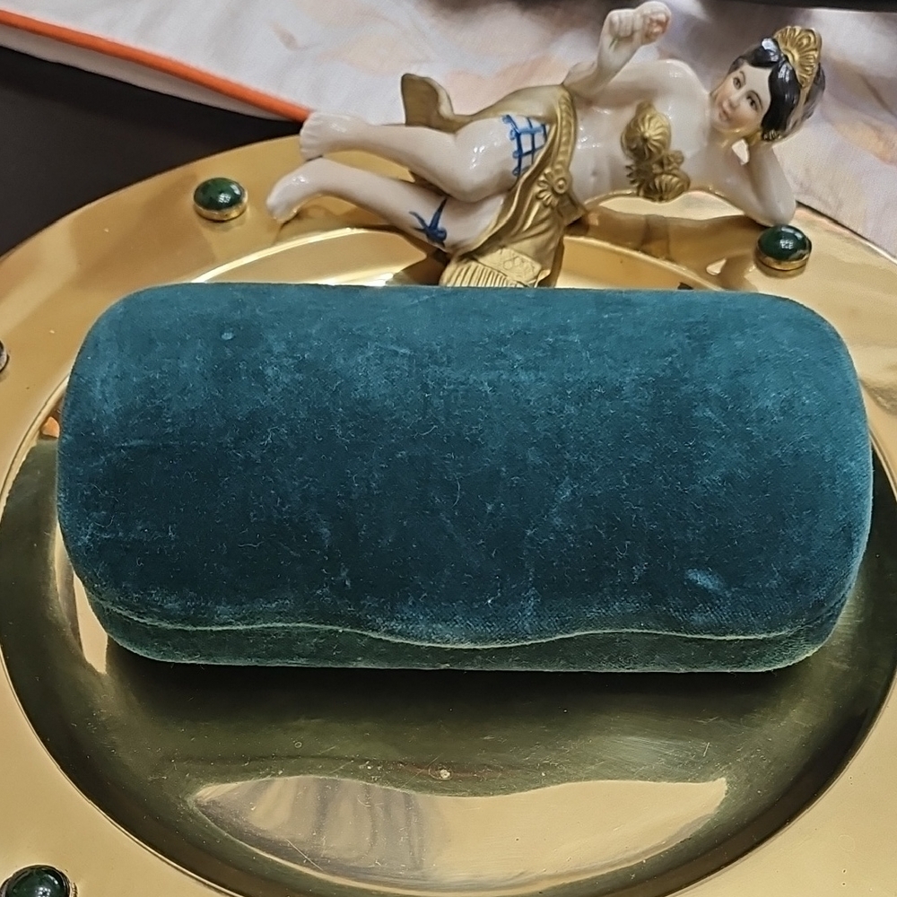Gucci Velvet Teal Sunglasses Case Gold Fabric Accent